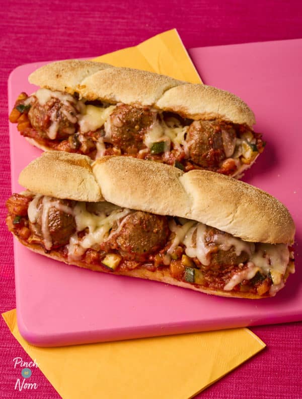 Meatball Marinara Sliders pinchofnom.com