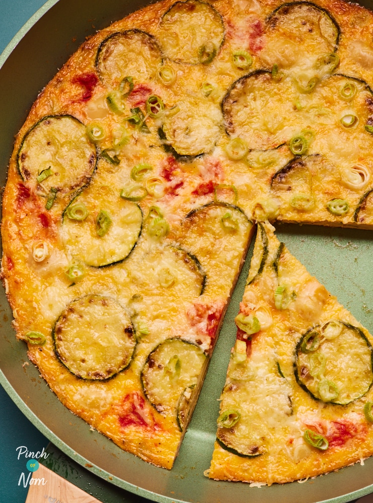 Pinch of Nom Courgette and Butter Bean Frittata, ready for serving.
