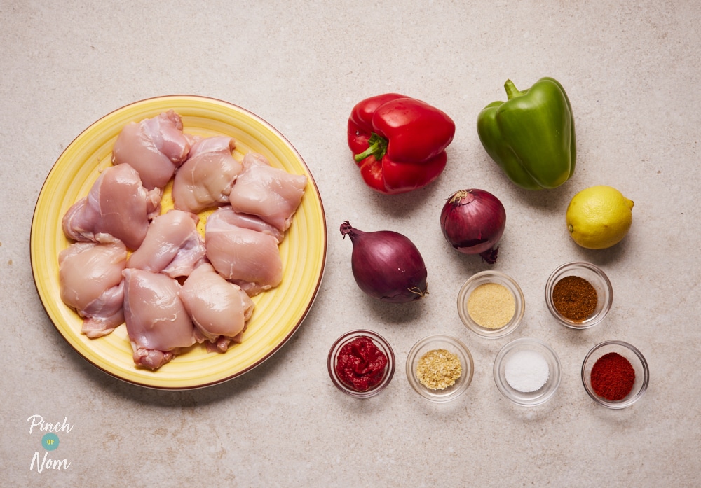 Ingredients for Pinch of Nom Nando's Peri-Peri Chicken laid out on counter.