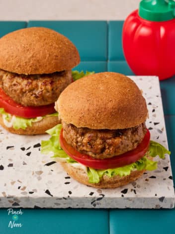 Pork and Apple Burgers pinchofnom.com
