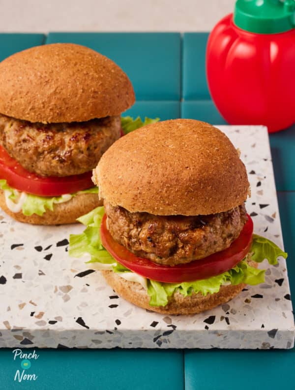 Pork and Apple Burgers pinchofnom.com