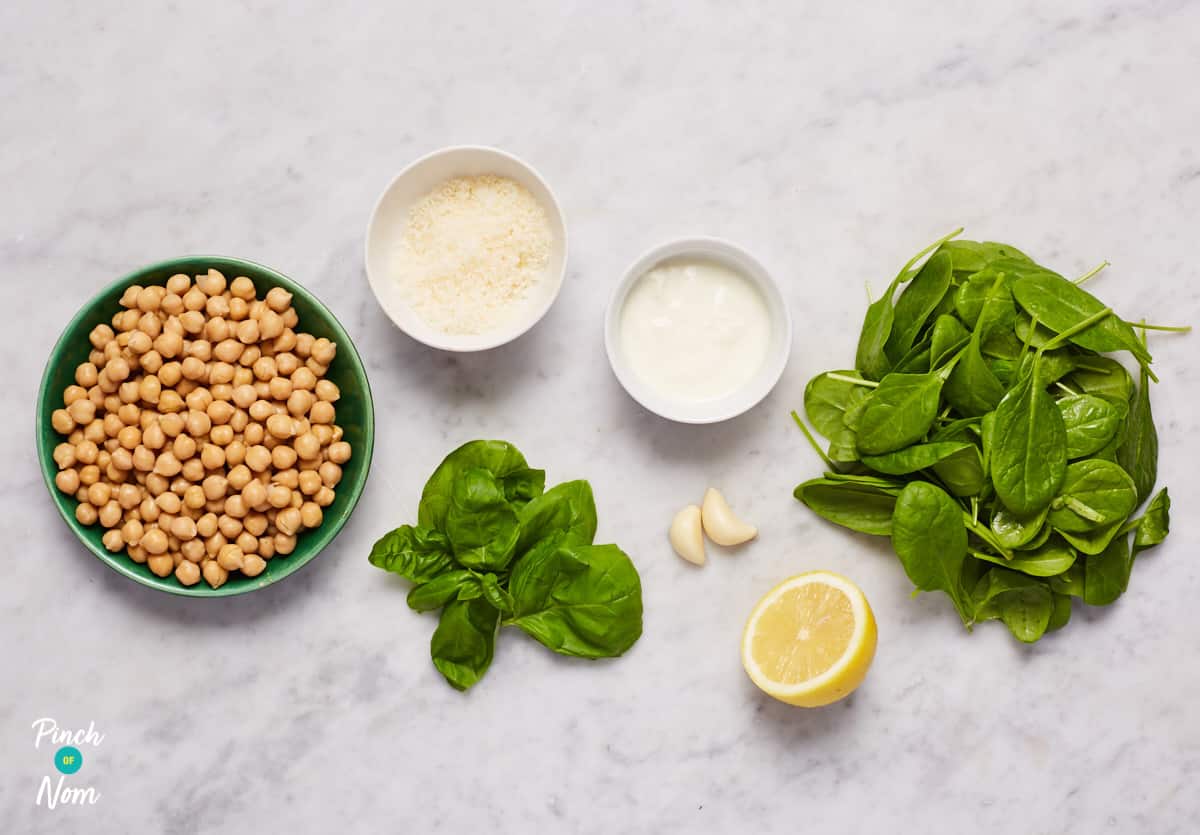 Spinach and Pesto Hummus - Pinch of Nom Slimming Recipes