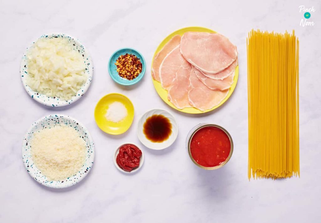 Spaghetti Amatriciana - Pinch of Nom Slimming Recipes