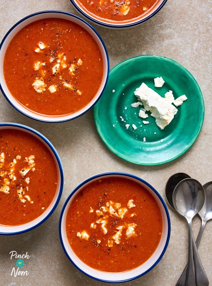 Roasted Red Pepper and Feta Soup - Pinch of Nom Slimming Recipes
