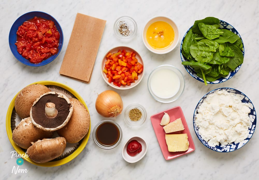 Mushroom and Spinach Lasagne - Pinch of Nom Slimming Recipes