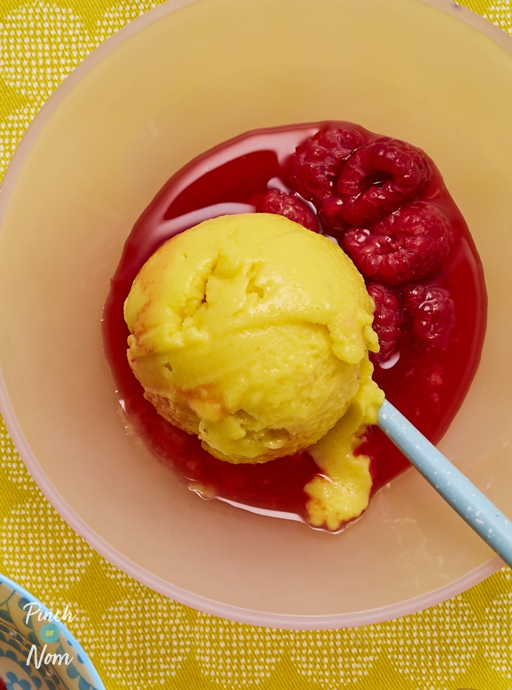 Mango and Raspberry Ice Cream - Pinch of Nom Slimming Recipes