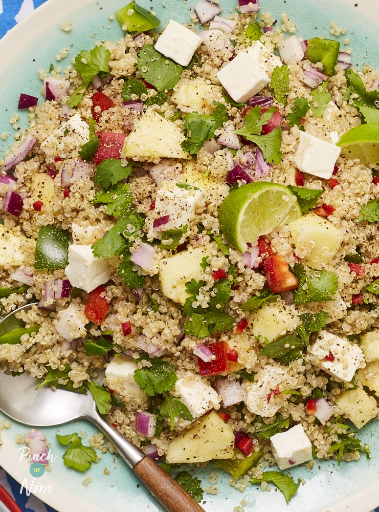 Summer Pineapple, Lime, Feta and Quinoa Salad - Pinch of Nom Slimming Recipes