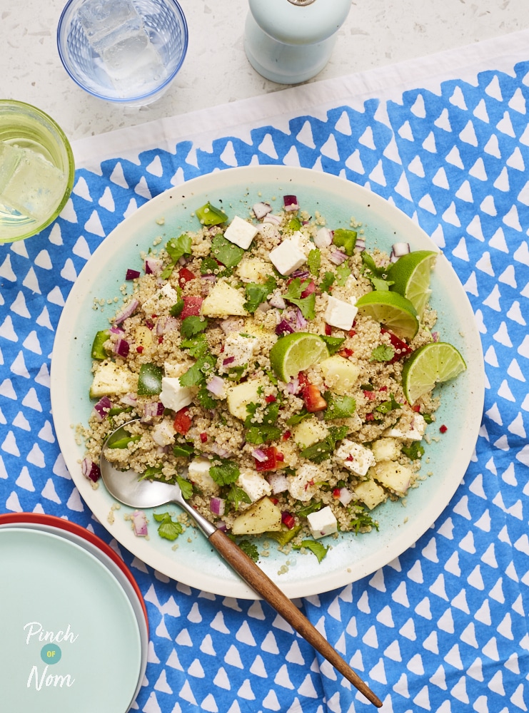 Summer Pineapple, Lime, Feta and Quinoa Salad - Pinch of Nom Slimming Recipes