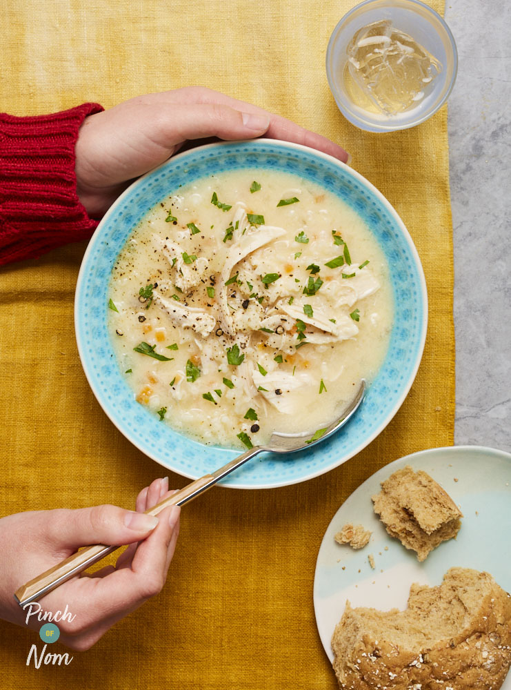 Greek Lemon Chicken and Rice Soup - Pinch of Nom Slimming Recipes