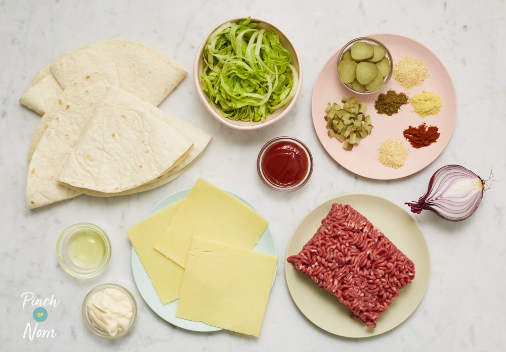 Baked Cheeseburger Wrap - Pinch of Nom Slimming Recipes