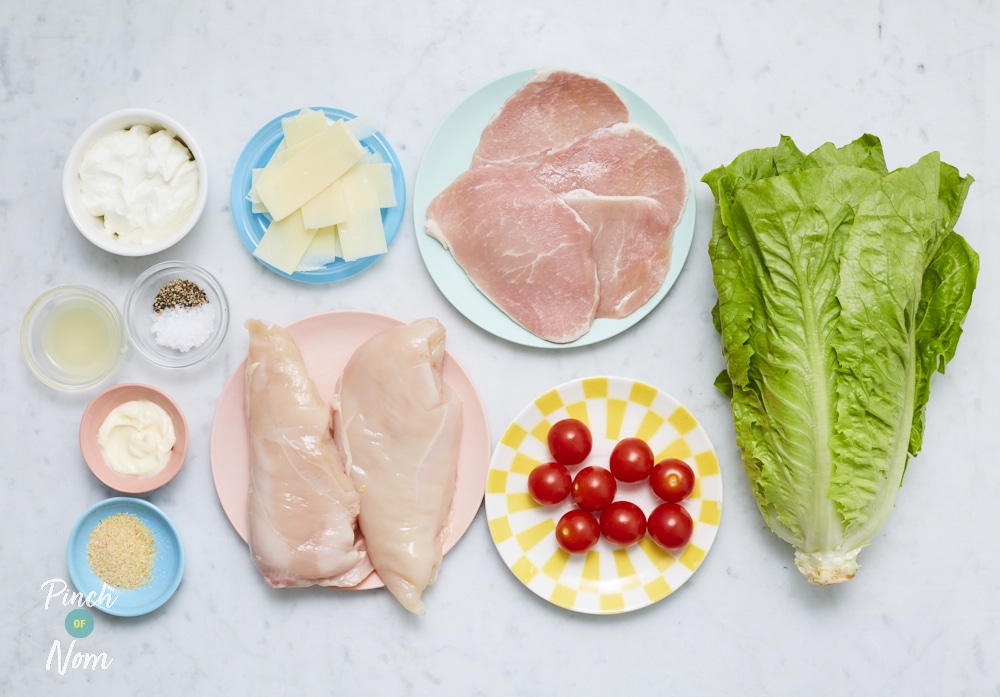 Chicken and Bacon Ceasar Salad - Pinch of Nom Slimming Recipes