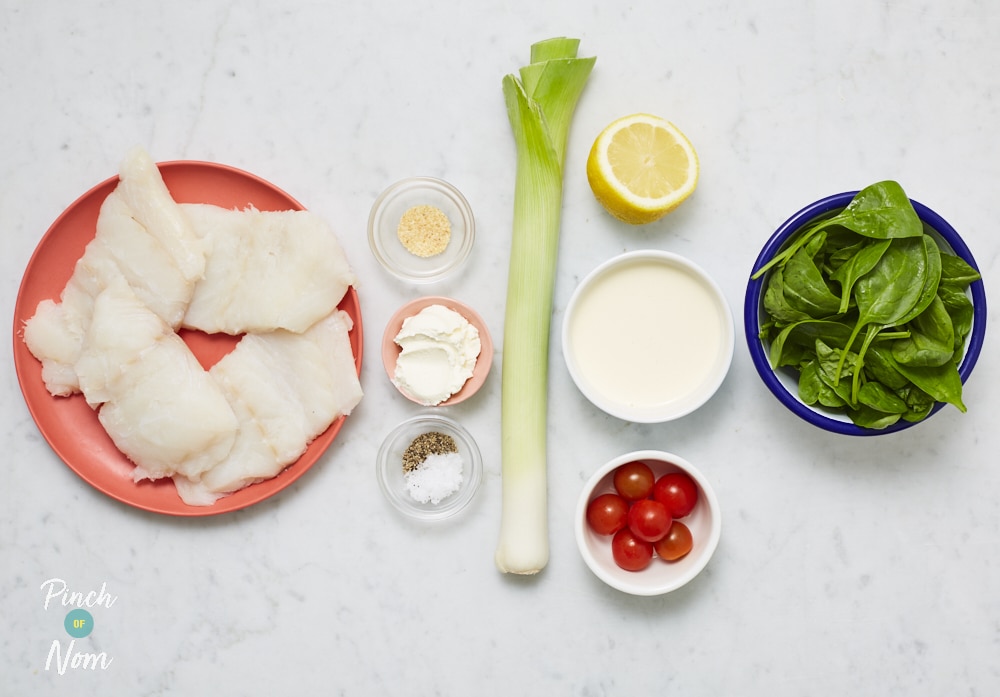Creamy Cod and Spinach - Pinch of Nom Slimming Recipes