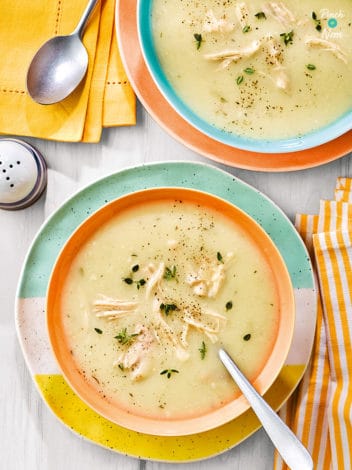 Creamy Chicken Soup pinchofnom.com