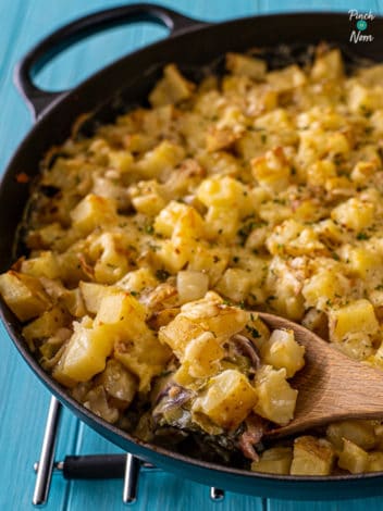 Leek and Bacon Tartiflette pinchofnom.com