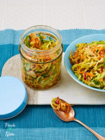 Quick Kimchi Style Slaw pinchofnom.com