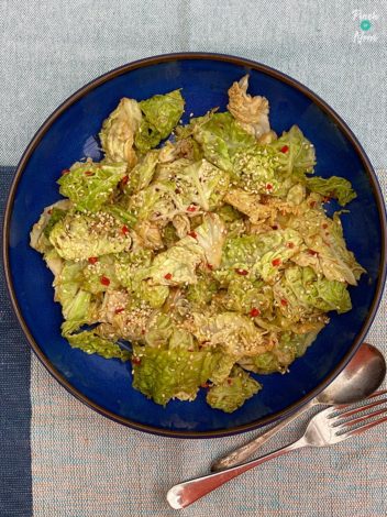 Stir-Fried Savoy Cabbage pinchofnom.com