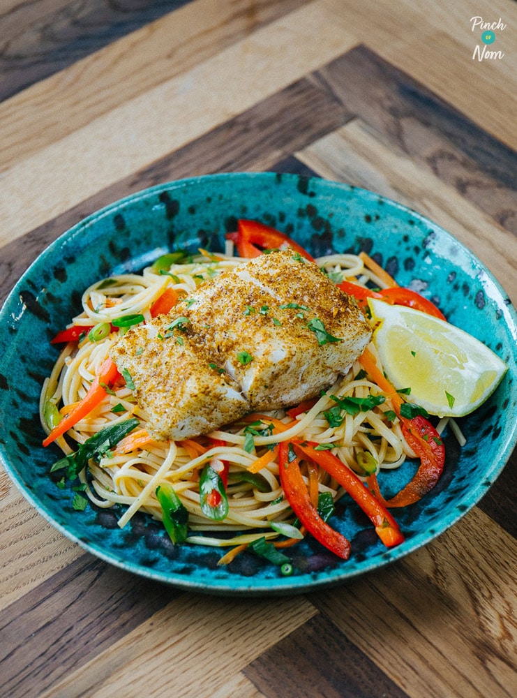Thai-Spiced Fish with Noodles - Pinch of Nom Slimming Recipes