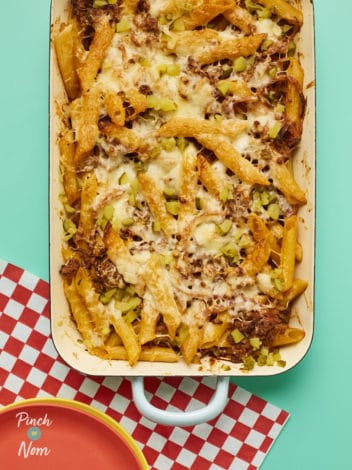 Cheeseburger Pasta Bake pinchofnom.com