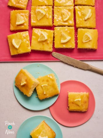 Lemon Sponge Traybake pinchofnom.com
