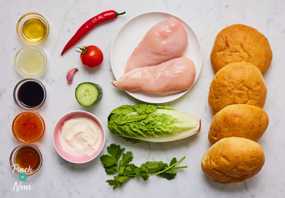 Sweet Chilli Chicken Burgers – Pinch of Nom Slimming Recipes