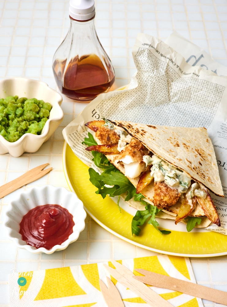 Fish and Chip Wrap - Pinch of Nom Slimming Recipes