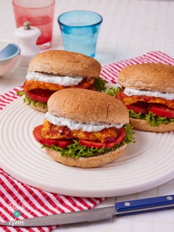 Spiced Halloumi Burgers pinchofnom.com