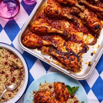 Moroccan Style Chicken Drumsticks with Mint Couscous - Pinch of Nom Slimming Recipes