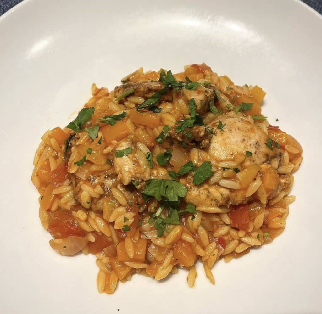 What to Make First from Pinch of Nom: Enjoy - Pinch of Nom Slimming Recipes - Ras el Hanout Chicken and Orzo Bake