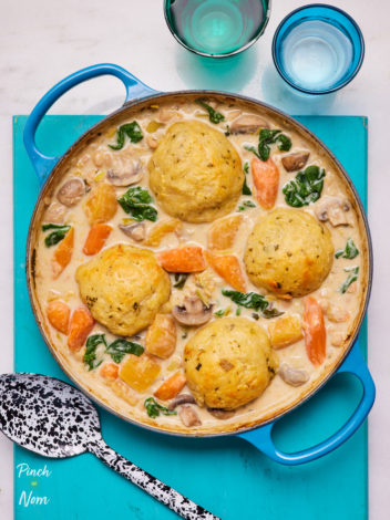 Slow Cooker Vegetable Stew with Cheesy Dumplings pinchofnom.com