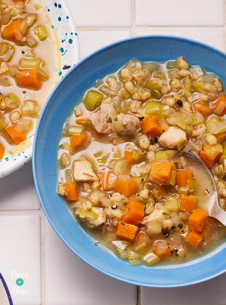 Chicken, Leek and Barley Soup - Pinch of Nom Slimming Recipes