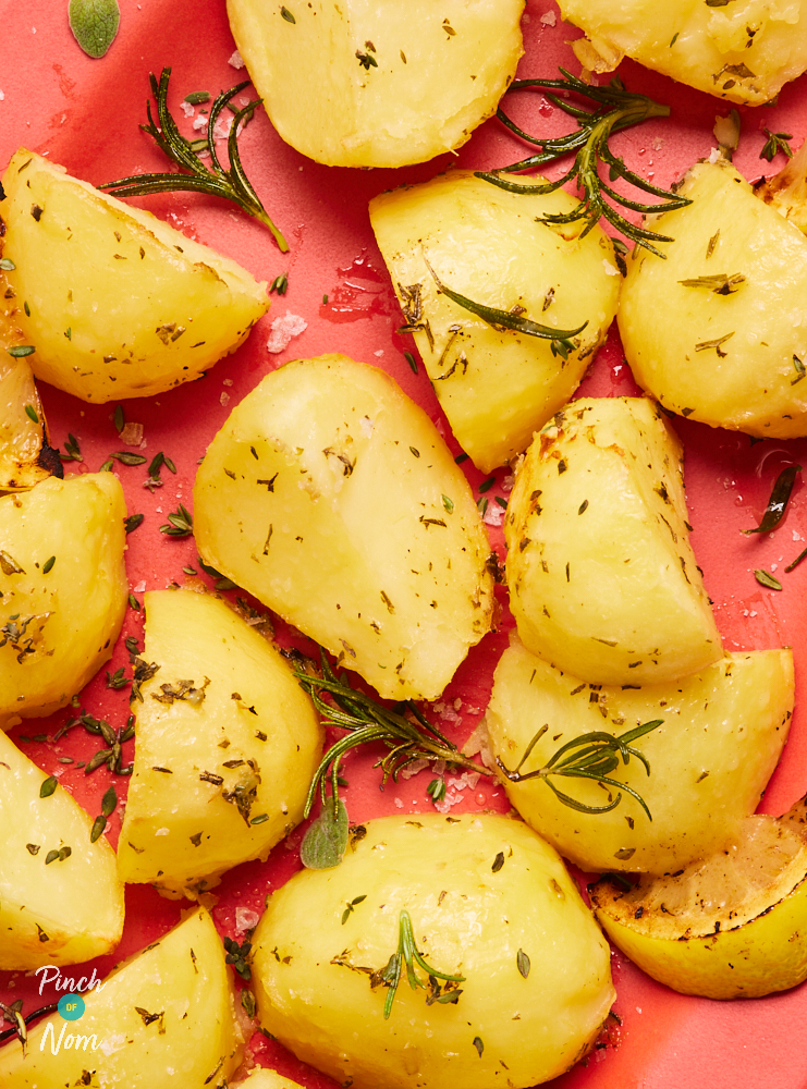 Roasted Potatoes with Herbs and Lemons - Pinch of Nom Slimming Recipes