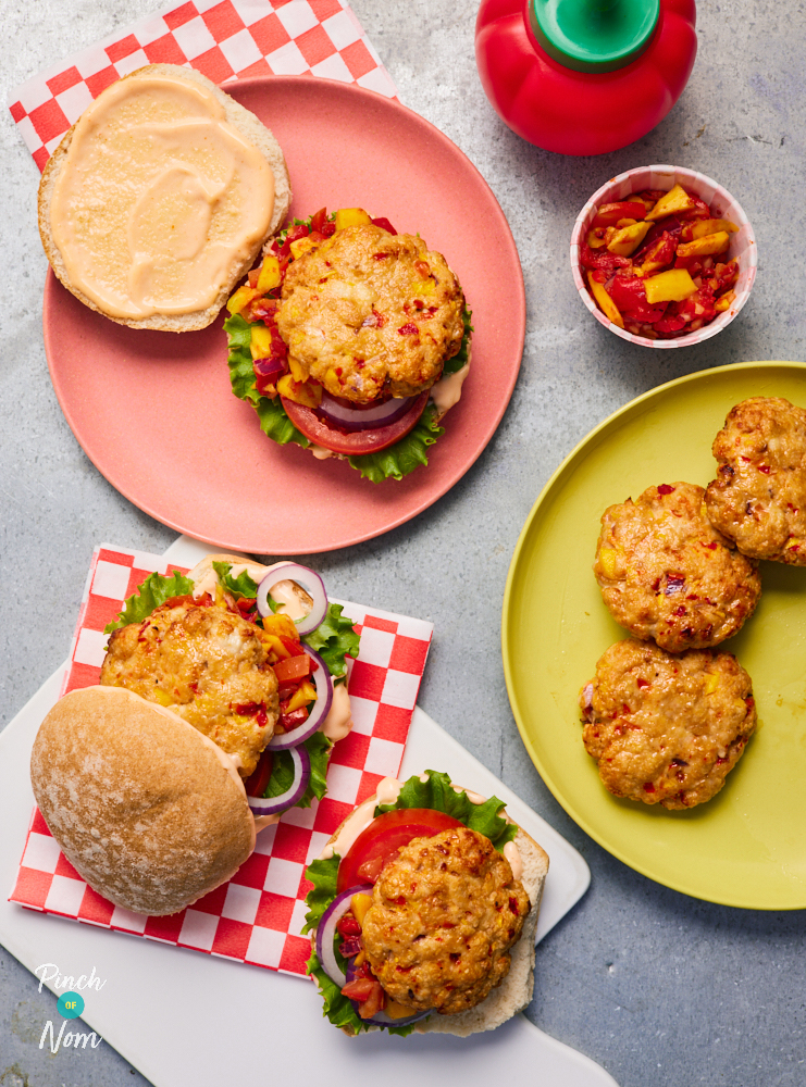 Chicken and Mango Burgers - Pinch of Nom Slimming Recipes