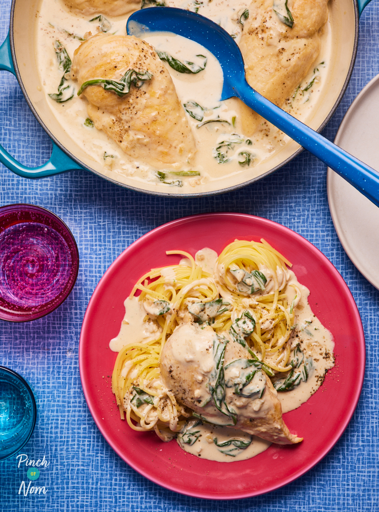 Creamy Spinach and Parmesan Chicken - Pinch of Nom Slimming Recipes