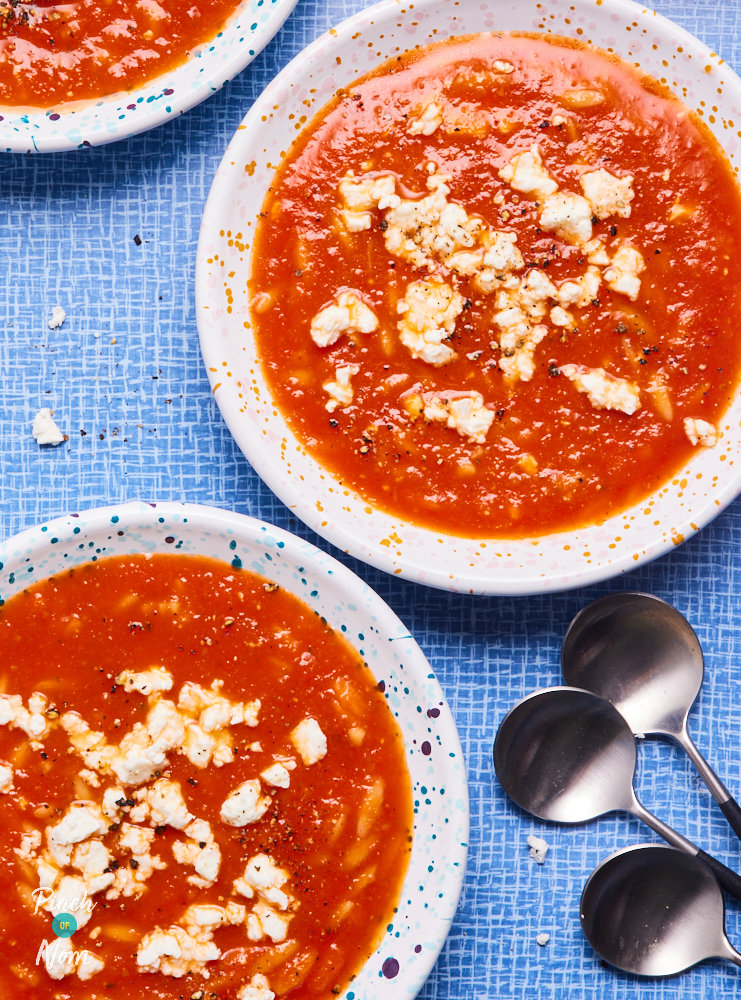 Tomato Soup with Orzo and Feta - Pinch of Nom Slimming Recipes