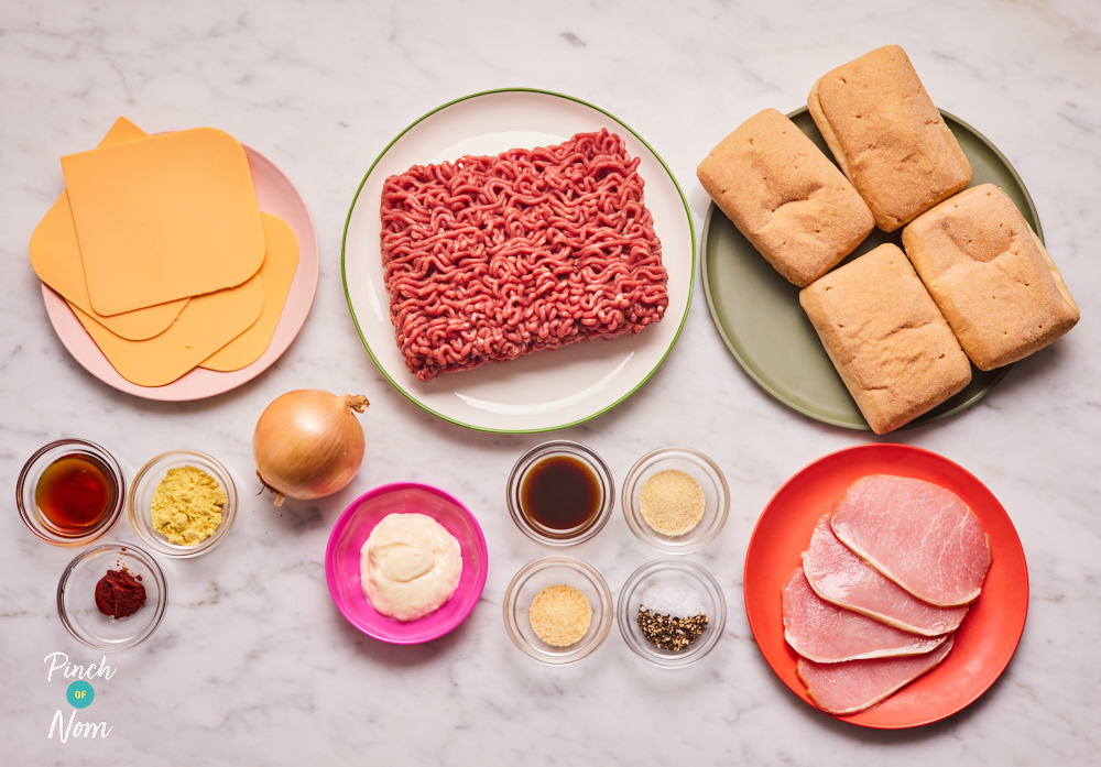 Maple Bacon Dijon Burger - Pinch of Nom Slimming Recipes