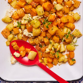 Roasted Root Vegetables with Feta and Thyme - Pinch of Nom Slimming Recipes