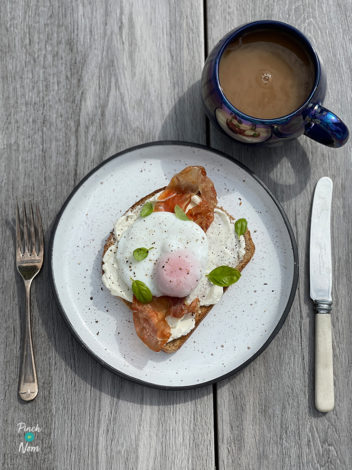 Poached Egg with Crispy Parma Ham pinchofnom.com