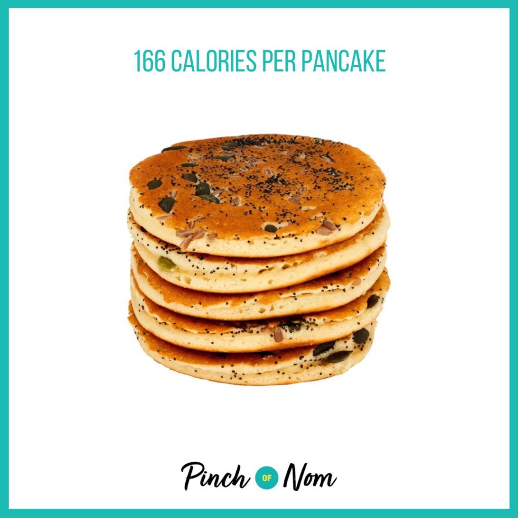 The BAKERY at ASDA's Pack of Protein Pancakes, featured in Pinch of Nom's Weekly Pinch of Shopping with the calorie count printed above (166 calories per pancake).