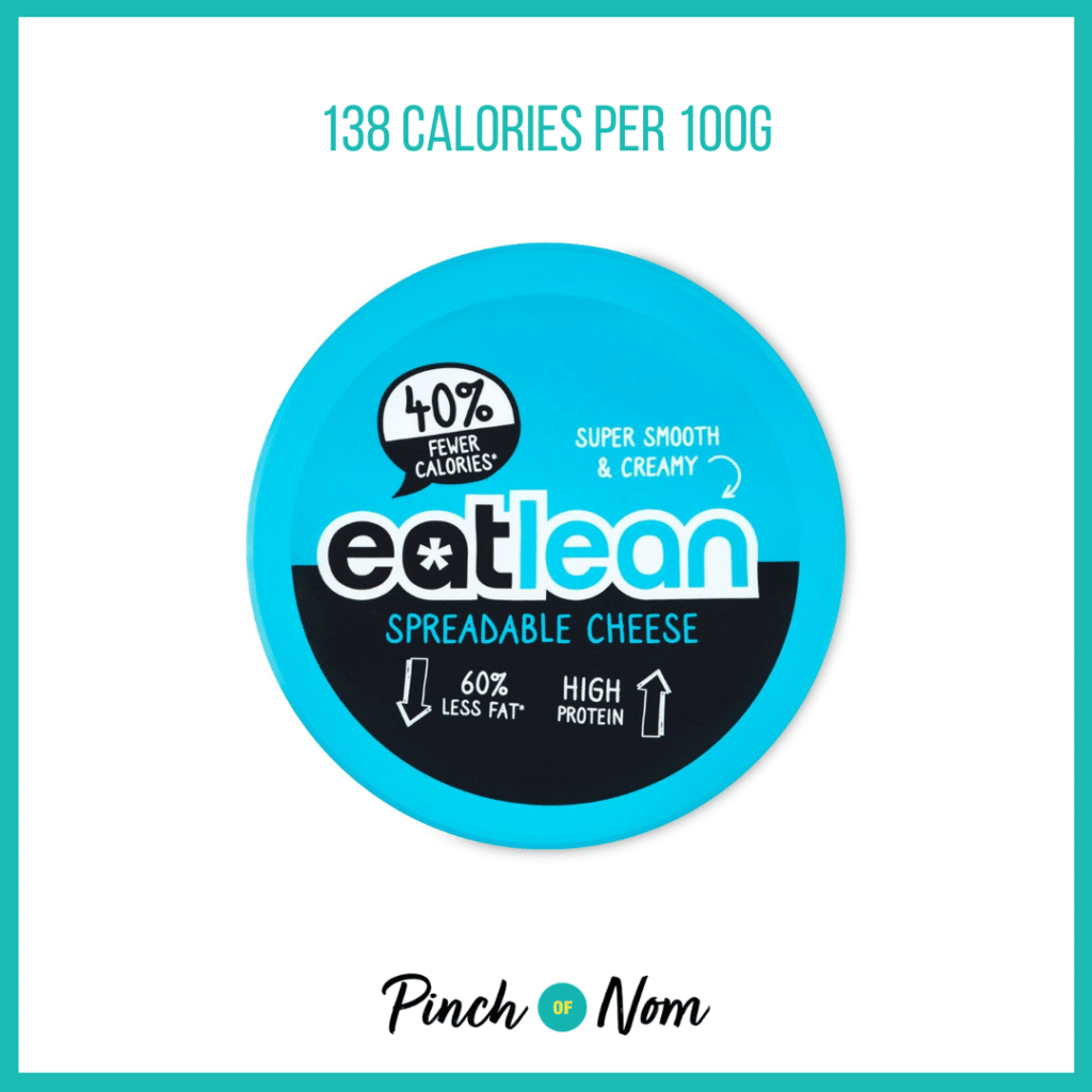 Eatlean Spreadable Cheese, featured in Pinch of Nom's Weekly Pinch of Shopping with the calorie count printed above (35 calories per 25g).