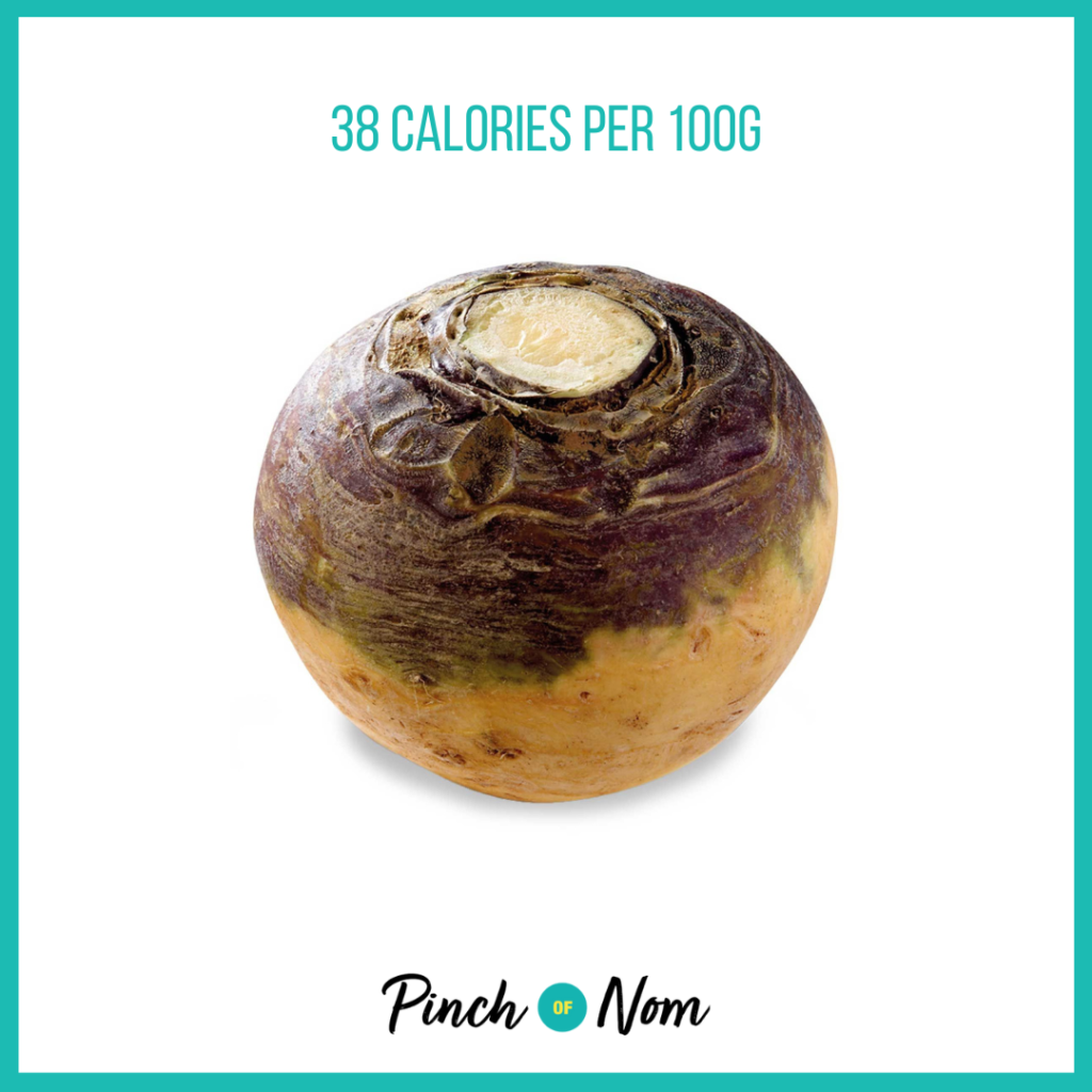 Swede from Aldi's Super 6 selection, featured in Pinch of Nom's Weekly Pinch of Shopping with calories above (38 calories per 100g).
