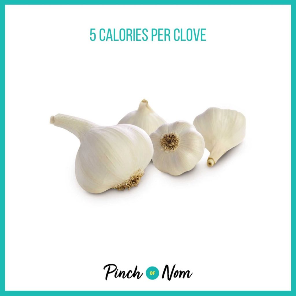 Garlic from Aldi's Super 6 selection, featured in Pinch of Nom's Weekly Pinch of Shopping with calories above (5 calories per clove).