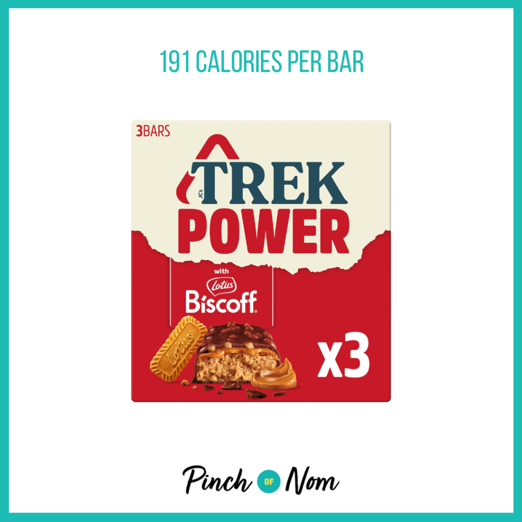 Trek Power Lotus Biscoff, featured in Pinch of Nom's Weekly Pinch of Shopping with the calorie count printed above (191 calories per bar).
