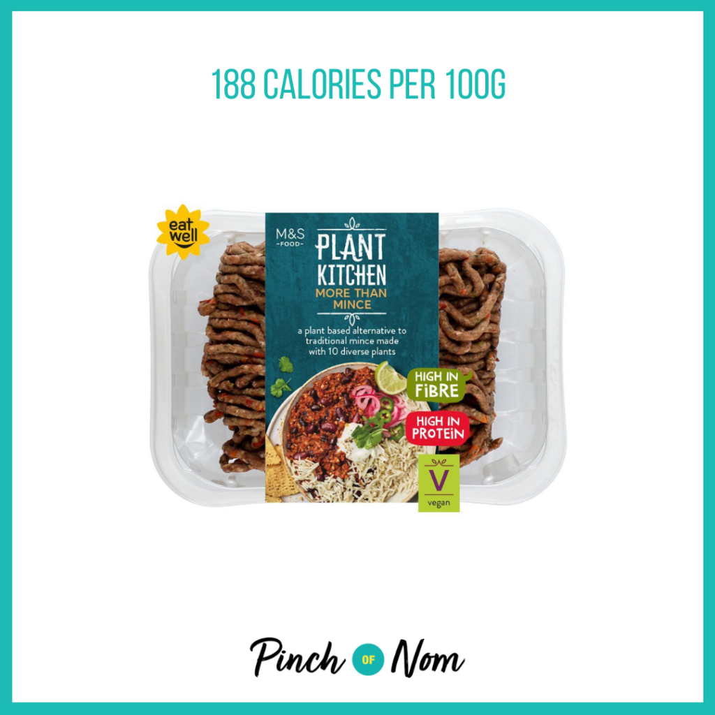 M&S Plant Kitchen More Than Mince, featured in Pinch of Nom's Weekly Pinch of Shopping with the calorie count printed above (188 calories per 100g).