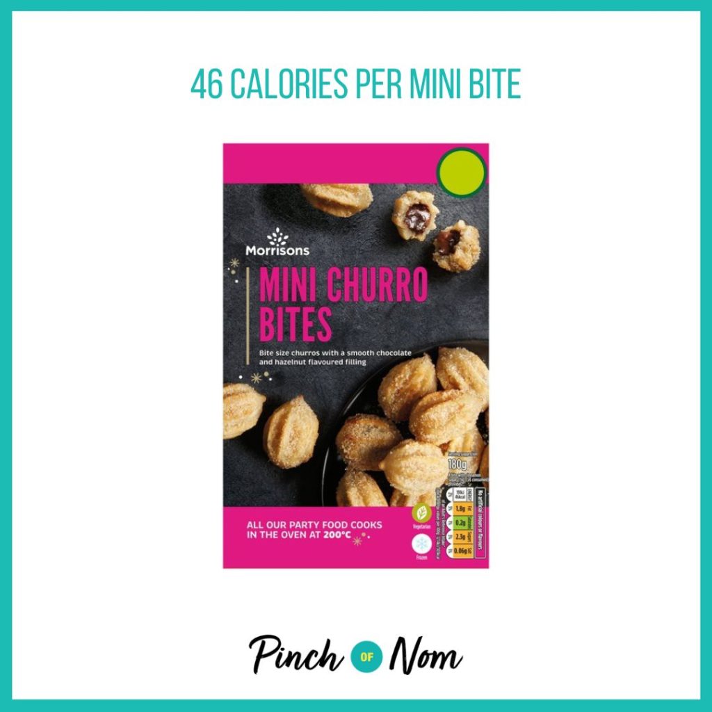 Morrisons Mini Churros Bites, featured in Pinch of Nom's Weekly Pinch of Shopping with the calorie count printed above (46 calories per mini bite) 