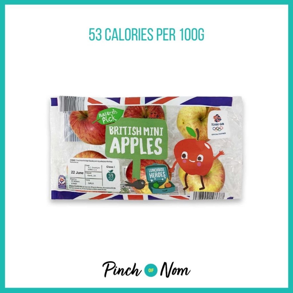 Mini apples from Aldi's Super 6 selection, featured in Pinch of Nom's Weekly Pinch of Shopping with calories above (53 calories per 100g).