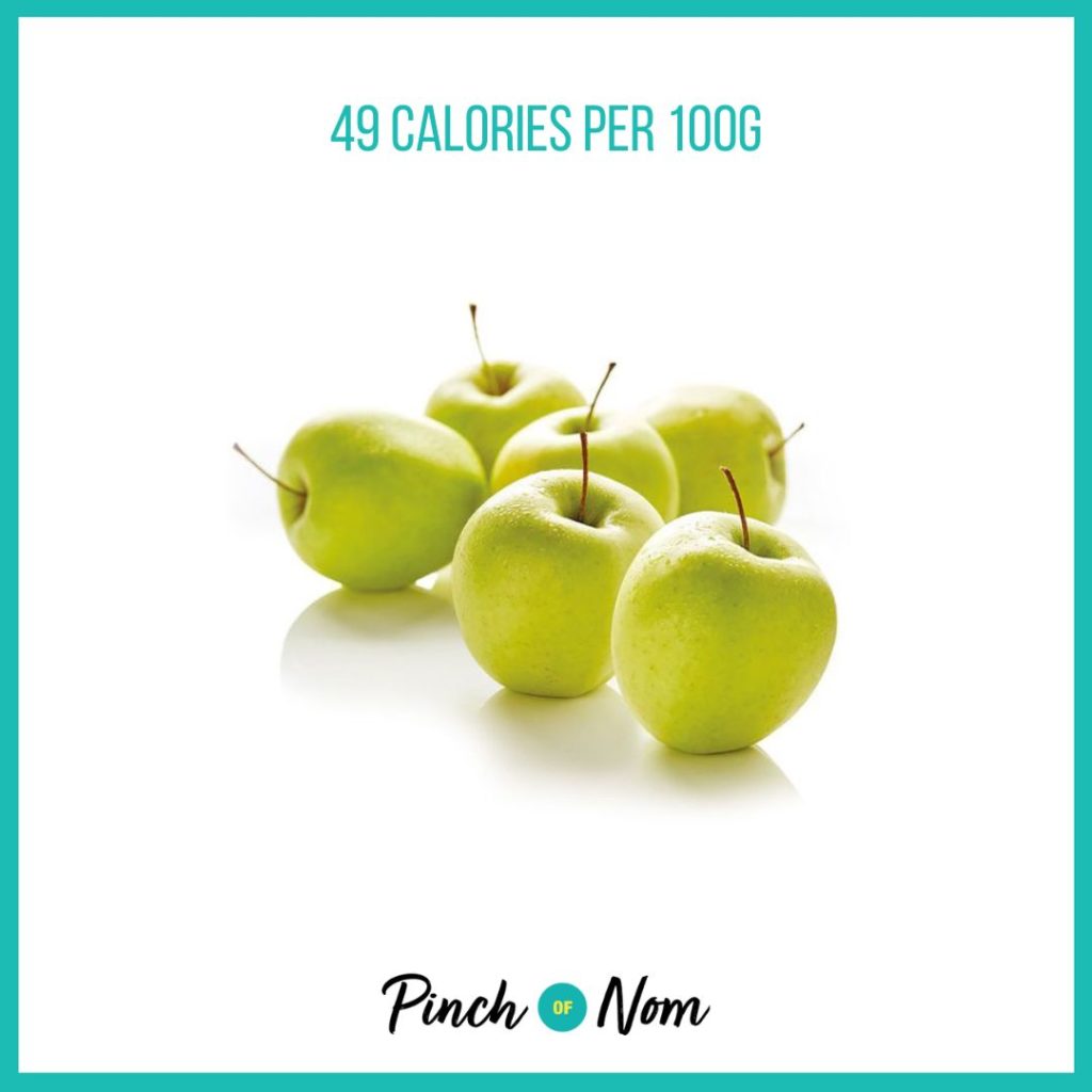 Golden Delicious Apples from Aldi's Super 6 selection, featured in Pinch of Nom's Weekly Pinch of Shopping with calories above (49 calories per 100g). 