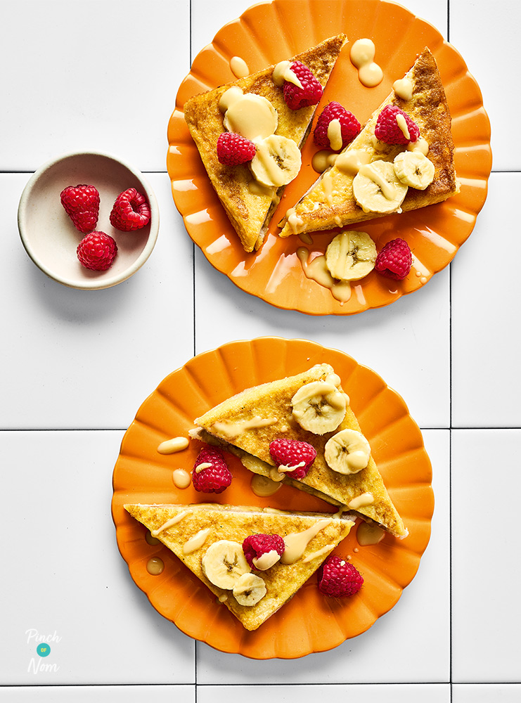 Air Fryer Banana and Raspberry French Toast - Pinch of Nom Slimming Recipes