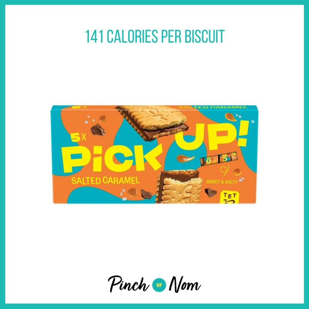 Pick Up Salted Caramel featured in Pinch of Nom's Weekly Pinch of Shopping with the calorie count printed above (141 calories per biscuit) 