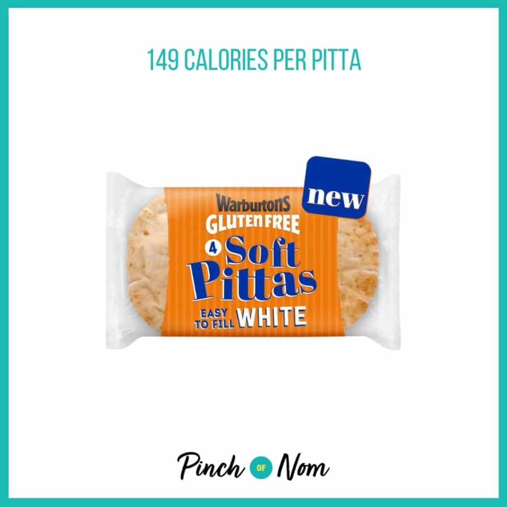 Warburtons Gluten Free White Soft Pittas featured in Pinch of Nom's Weekly Pinch of Shopping with the calorie count printed above (149 calories per pitta).