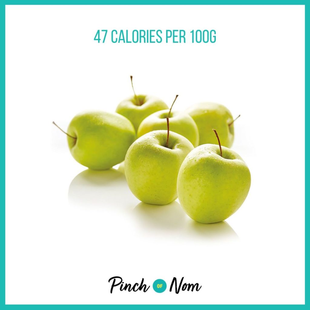 Granny Smith Apples from Aldi's Super 6 selection, featured in Pinch of Nom's Weekly Pinch of Shopping with calories above (47 calories per 100g).